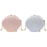 Mermaid Seashell Purse Cross-Body Shoulder Bag Glitter Sequins Chain Evening Pur