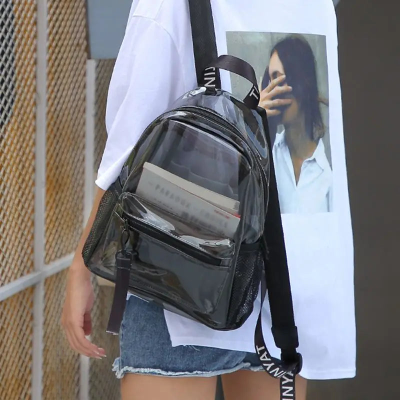 Transparent PVC Backpack for Women Girls Travel Daypack