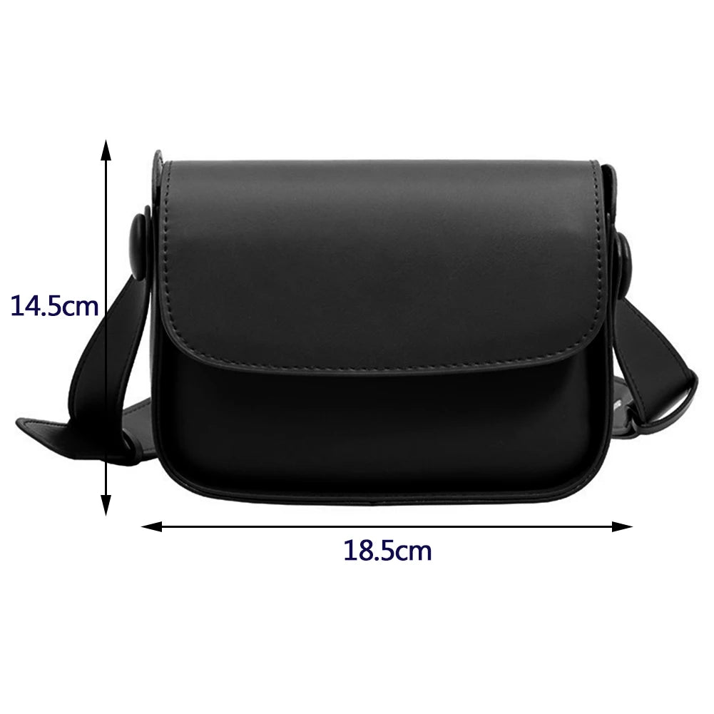 Women Small Square Leather Crossbody Bag with Flap Pocket