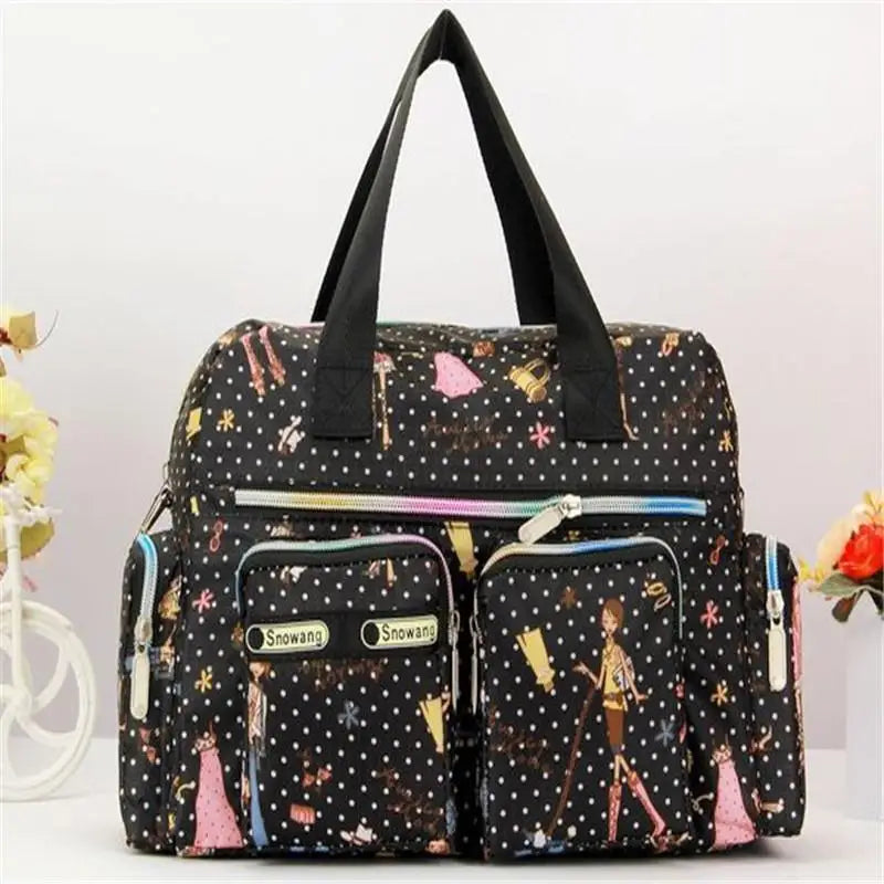Flower Printed Large Capacity Shoulder Messenger Bag Waterproof Tote Bag