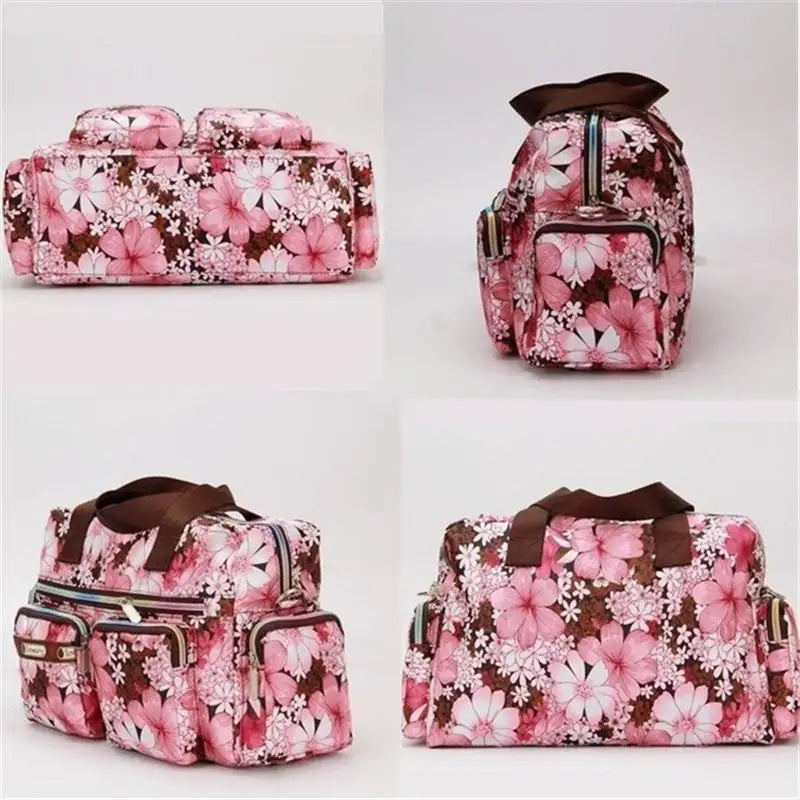 Flower Printed Large Capacity Shoulder Messenger Bag Waterproof Tote Bag