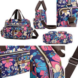 Flower Printed Large Capacity Shoulder Messenger Bag Waterproof Tote Bag