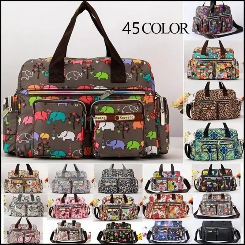 Flower Printed Large Capacity Shoulder Messenger Bag Waterproof Tote Bag