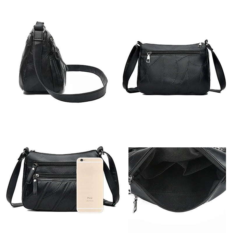 Brown PU Leather Women's Crossbody Bag with Pockets