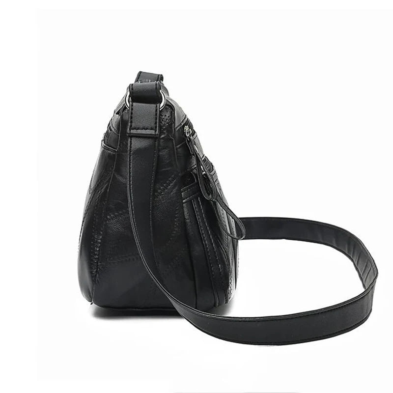 Brown PU Leather Women's Crossbody Bag with Pockets