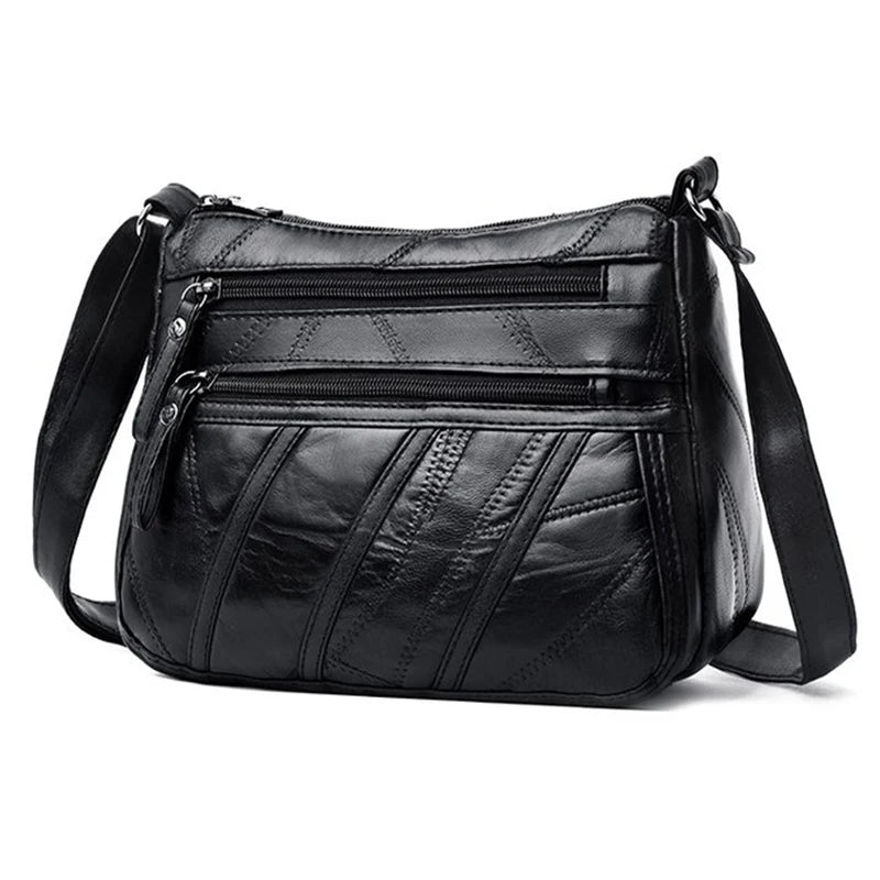 Brown PU Leather Women's Crossbody Bag with Pockets