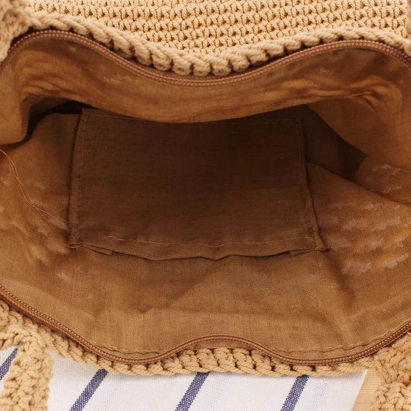 Women Straw Handbag Large Capacity Bohemia Tote Shoulder Bag