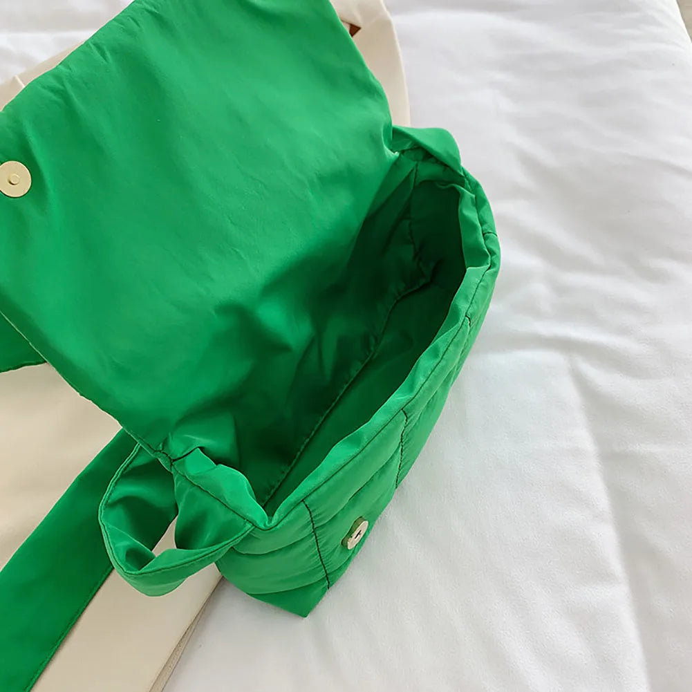 Women Winter Handbag Small Nylon Flap Tote Bag