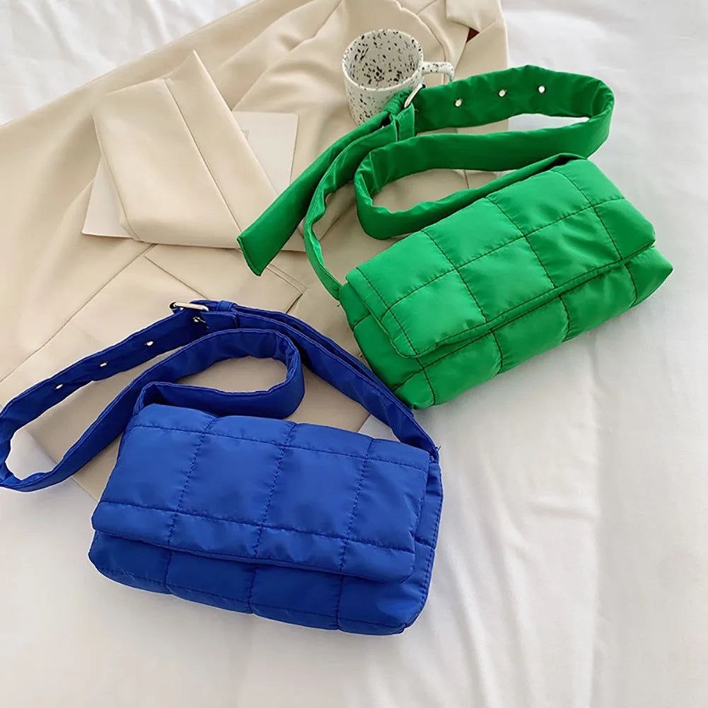 Women Winter Handbag Small Nylon Flap Tote Bag