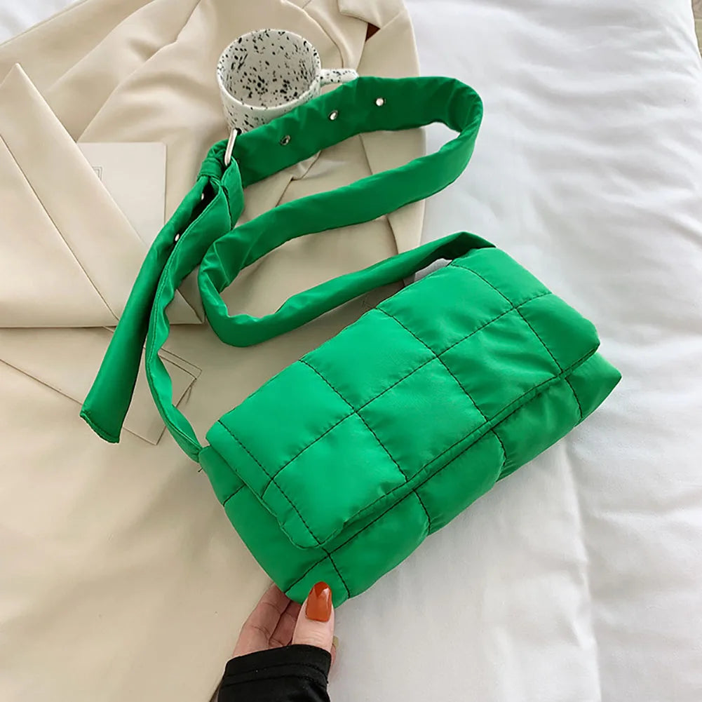 Women Winter Handbag Small Nylon Flap Tote Bag