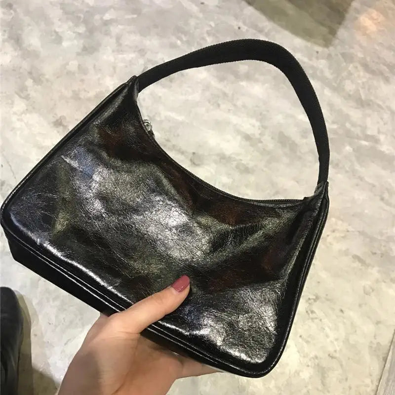 Casual Solid Shoulder Bags Split Retro Small Clutch French Style Underarm Bag