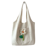 Floral Pattern Canvas Shopping Bag for Women - Large Tote