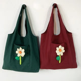 Floral Pattern Canvas Shopping Bag for Women - Large Tote
