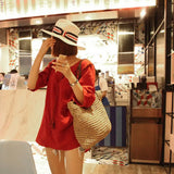 Women Lady Vintage Straw Rattan Bag Large Capacity Shoulder Bags