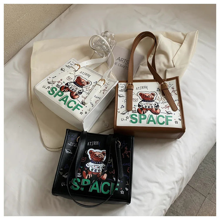 Women Large Capacity Cartoon Shoulder Bag Autumn Tote Bag
