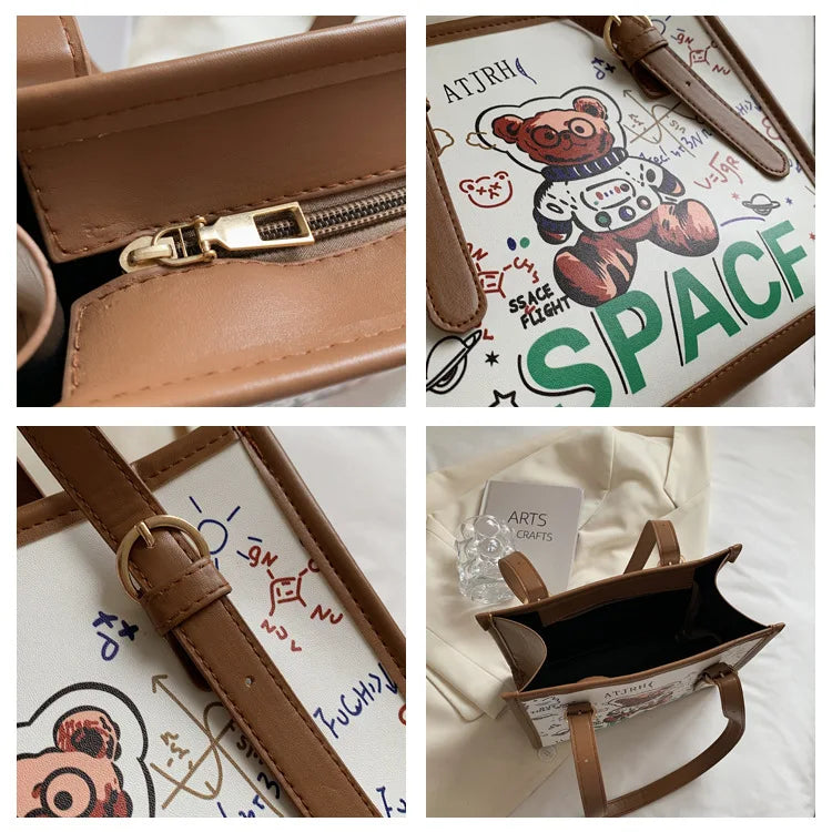 Women Large Capacity Cartoon Shoulder Bag Autumn Tote Bag