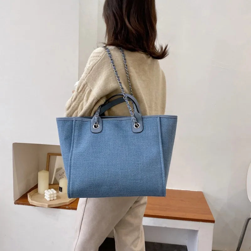 Casual Ladies Chain Tote Bag Shoulder Handbag for Women