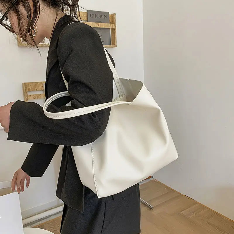 Women Large Capacity Shoulder Bags PU Leather Students School Book Handbags