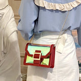 Women Laser Crossbody Bag Holographic Shoulder Bag with Chain Strap