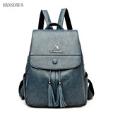 Vintage Leather Backpack Girls School Travel Bagpack Ladies Sac A Dos