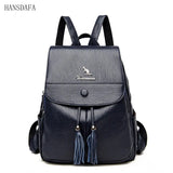 Vintage Leather Backpack Girls School Travel Bagpack Ladies Sac A Dos