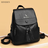 Vintage Leather Backpack Girls School Travel Bagpack Ladies Sac A Dos