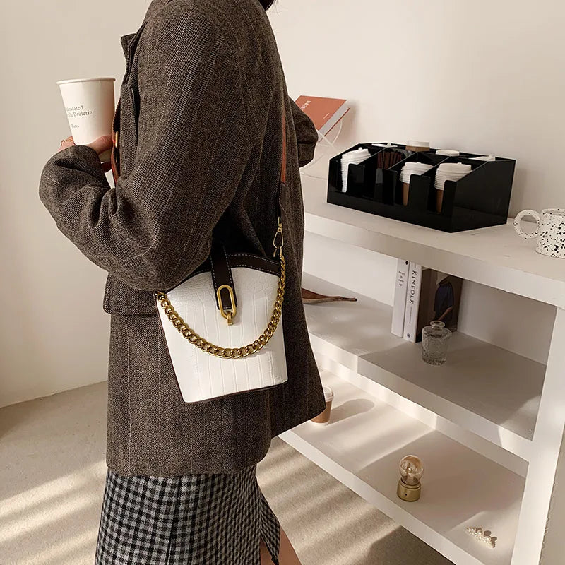 Women Leather Handbags Bucket Shoulder Bag Crossbody Vintage Sac A Main