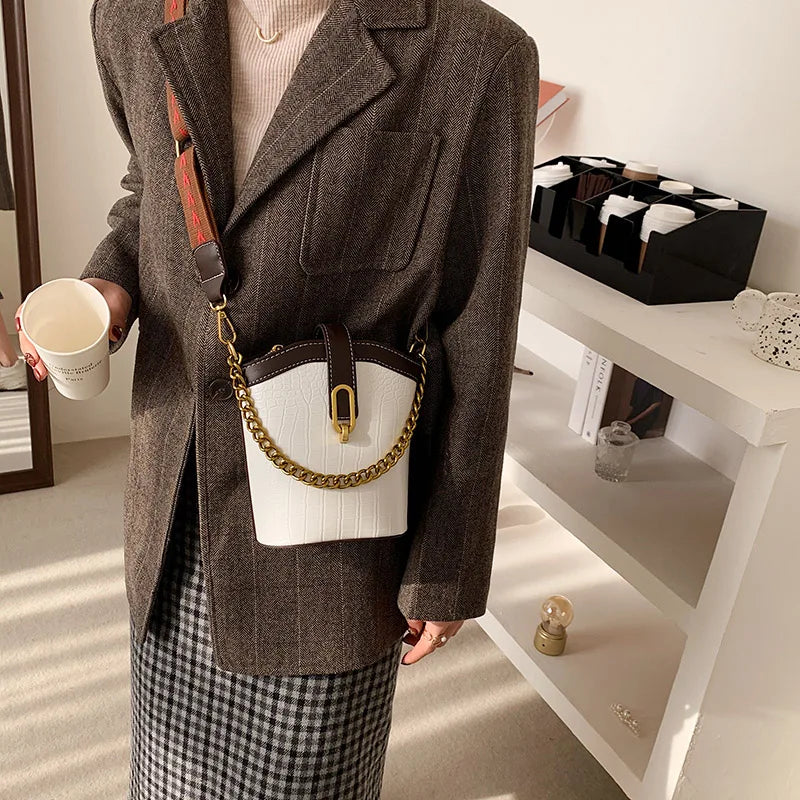 Women Leather Handbags Bucket Shoulder Bag Crossbody Vintage Sac A Main