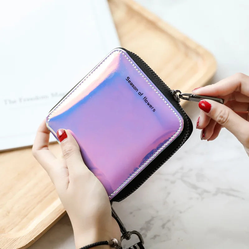 Hologram Laser Silver Long Clutch Wallet Female Purse