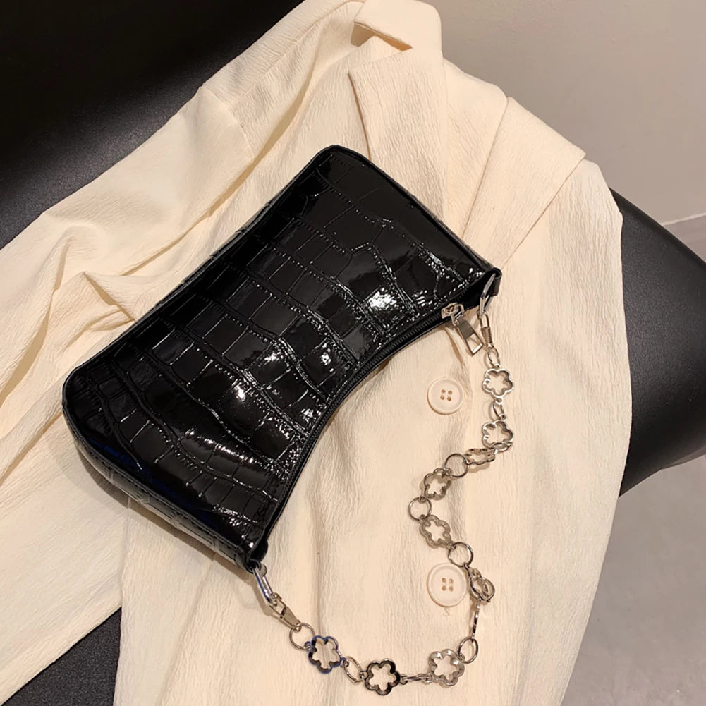 Women Leather Zipper Bag Small Casual Messenger Bag Shopping Travel Chain Bags