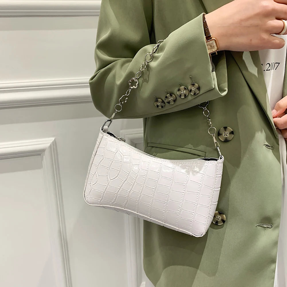 Women Leather Zipper Bag Small Casual Messenger Bag Shopping Travel Chain Bags