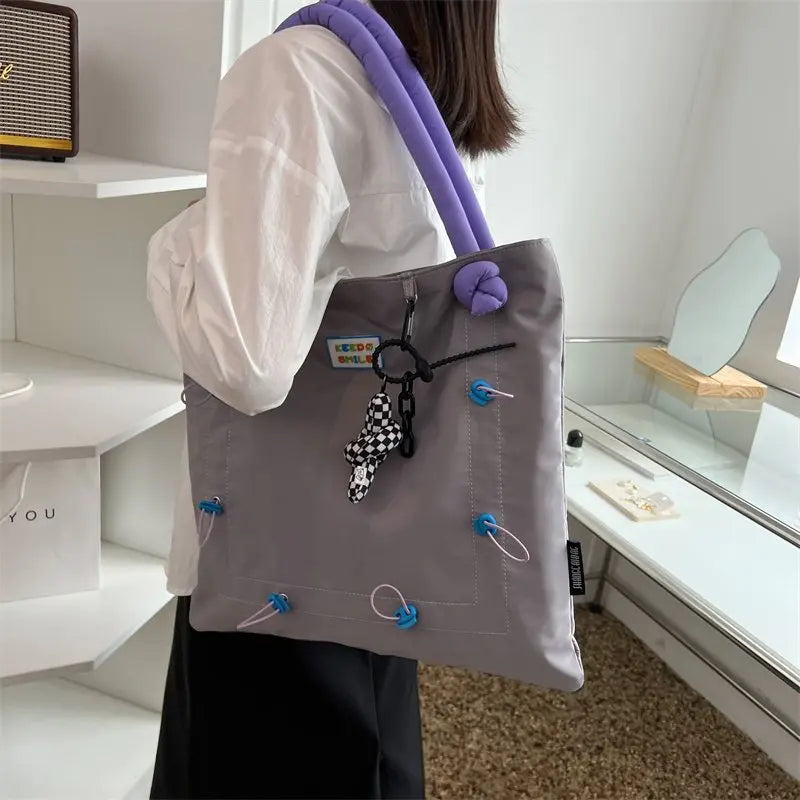 Women Light Shopping Bag Girl Nylon Cloth Shoulder Bag Environmental Storage