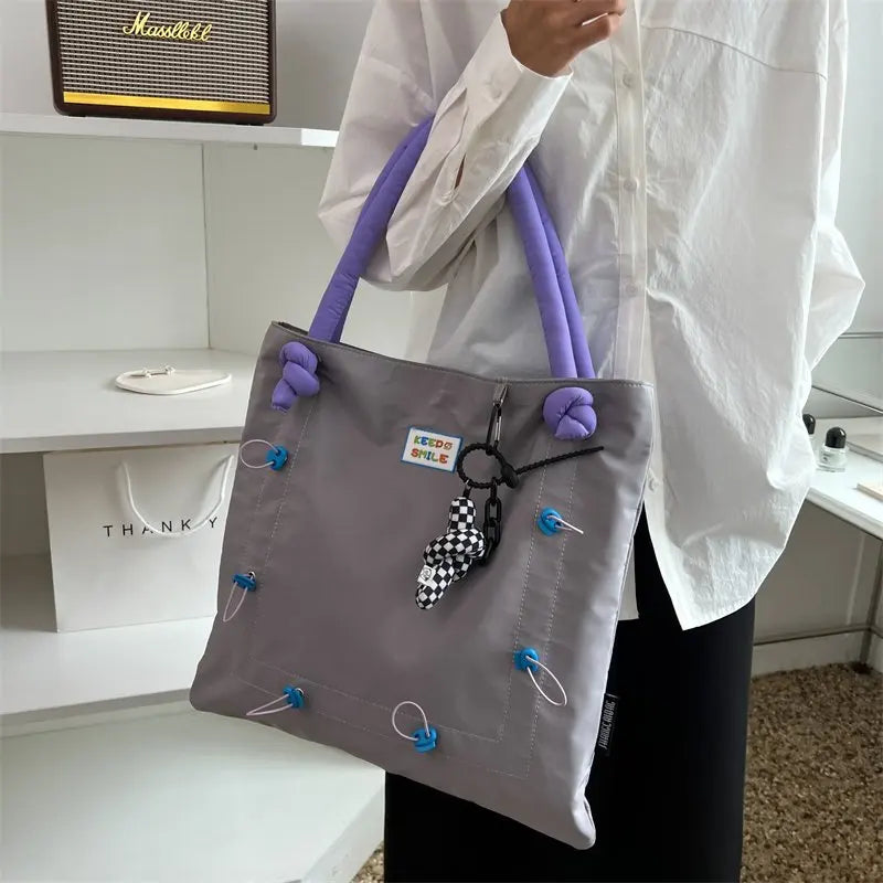 Women Light Shopping Bag Girl Nylon Cloth Shoulder Bag Environmental Storage