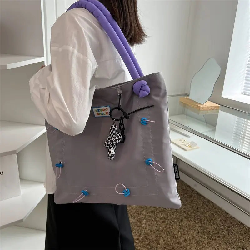 Women Light Shopping Bag Girl Nylon Cloth Shoulder Bag Environmental Storage