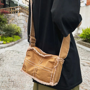 Canvas Shoulder Bag for Women Retro Vintage Crossbody Bags Zipper Purse Girls