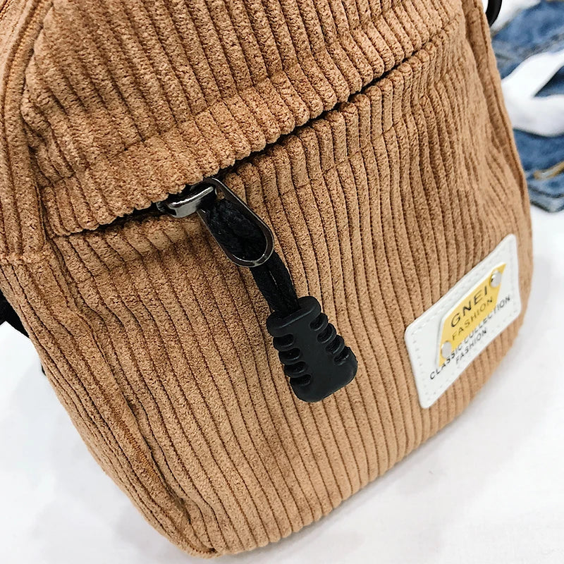 Pink Corduroy Crossbody Bag for Women