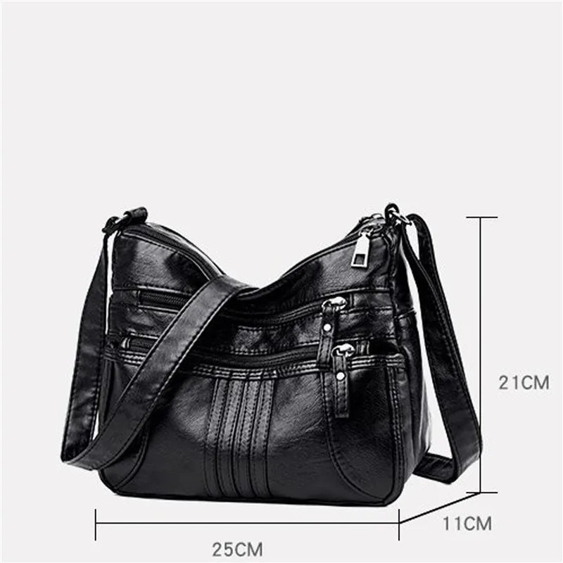 Large Capacity Messenger Bag Soft Leather Shoulder Crossbody Bags