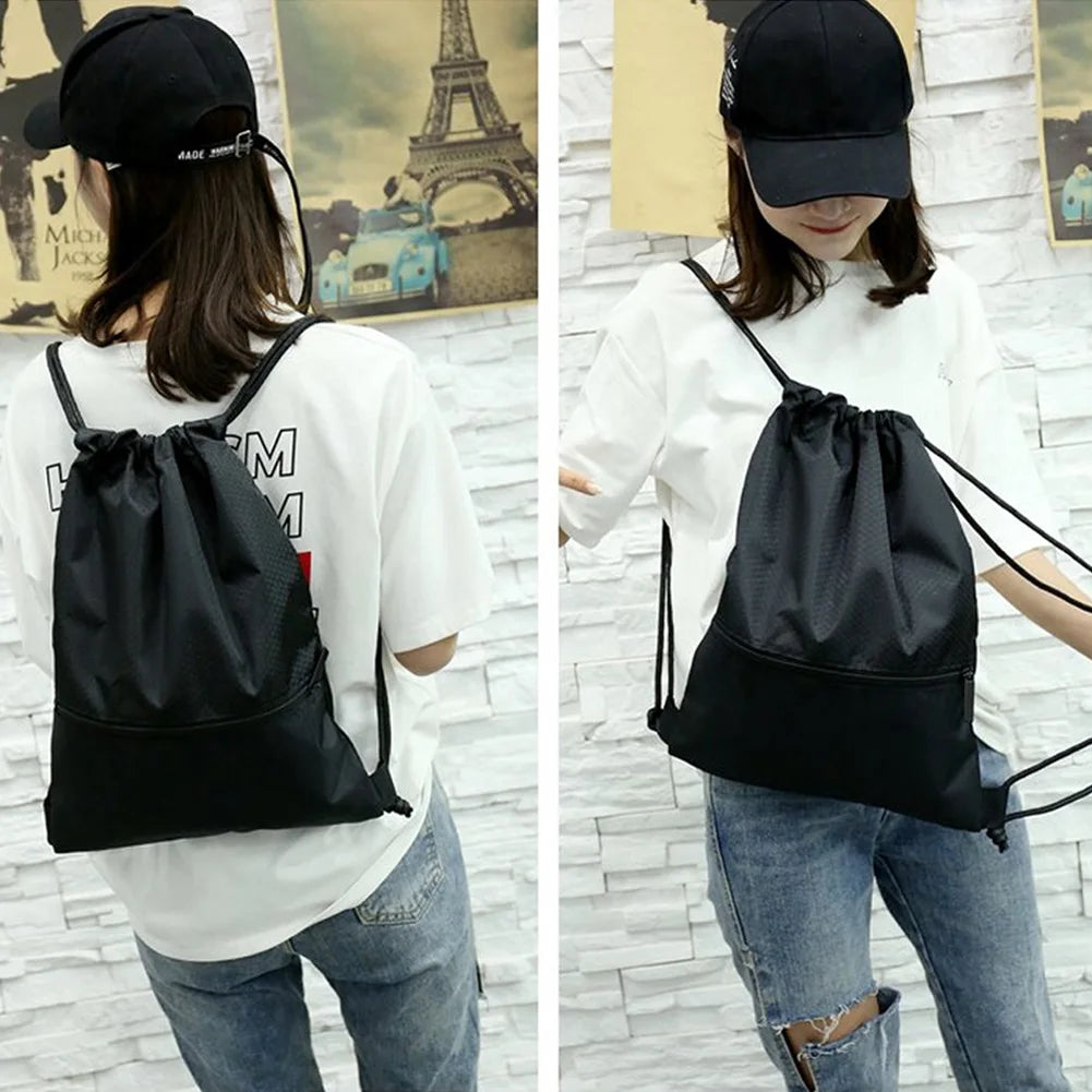 Nylon Sports Backpack, Large Capacity, Travel, Anti-splash, Drawstring Lock