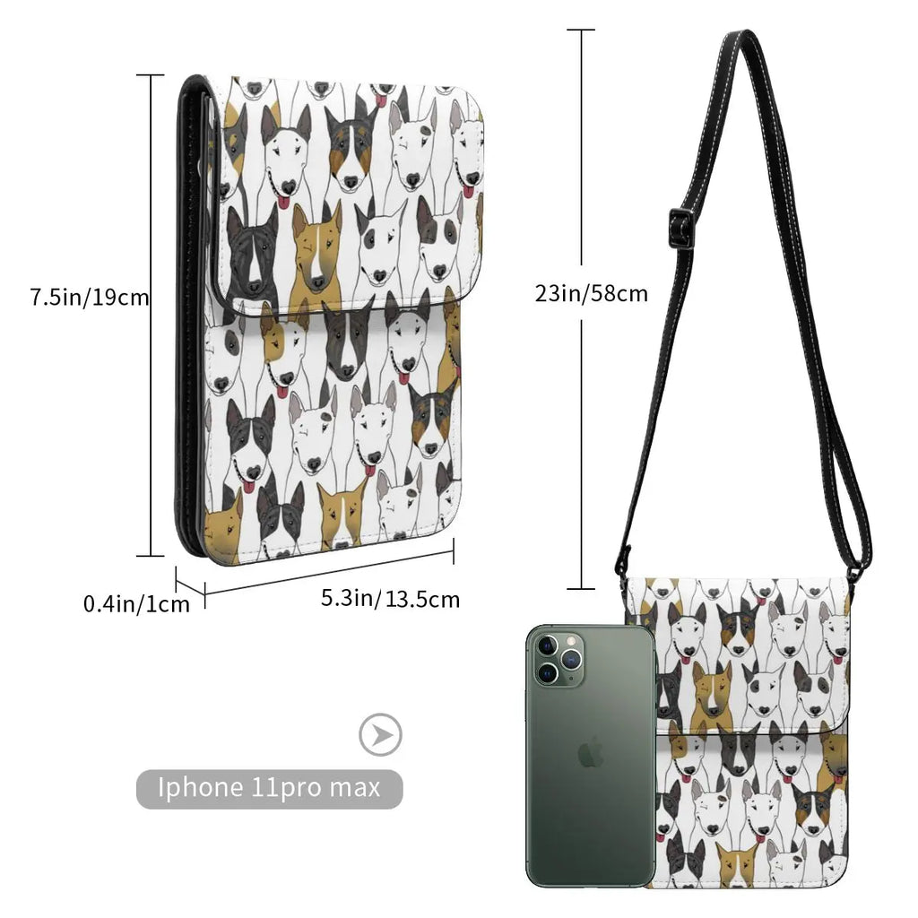 Bull Terrier Pattern Mini Messenger Bag for Women