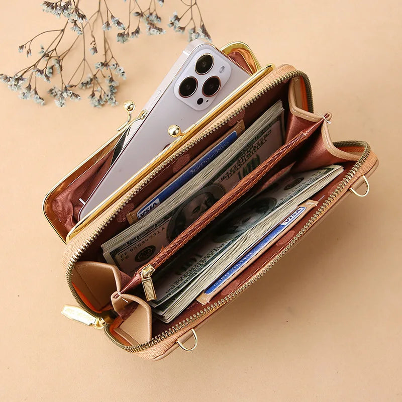 Women Messenger Bags Cell Phone Wallet Female Handbag Large Capacity Solid Purse