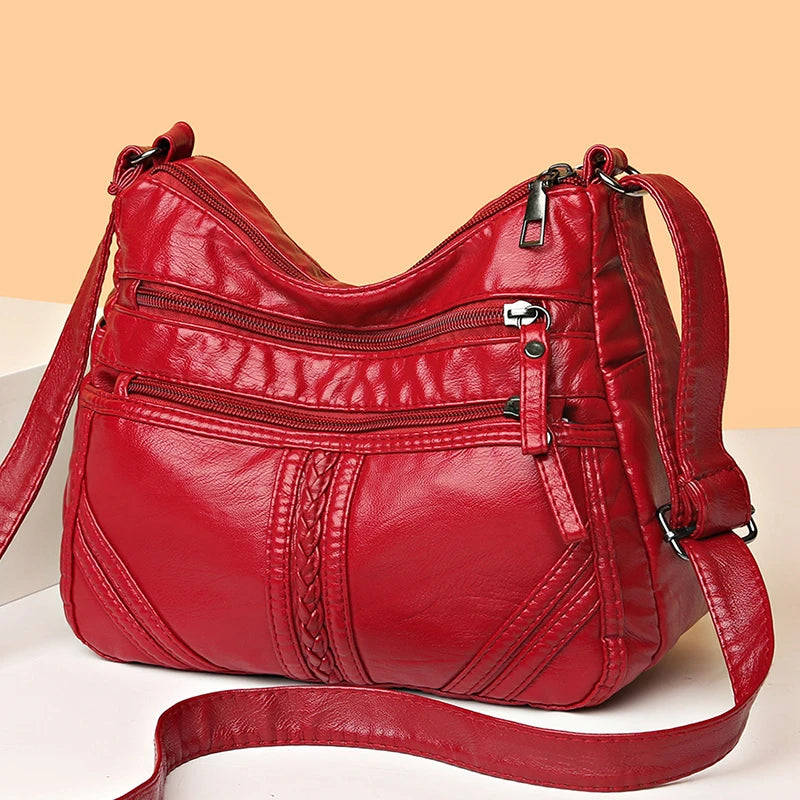 Soft Leather Shoulder Bag Vintage Ladies Crossbody Bags Handbags