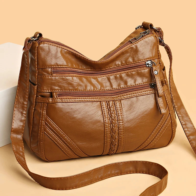 Soft Leather Shoulder Bag Vintage Ladies Crossbody Bags Handbags