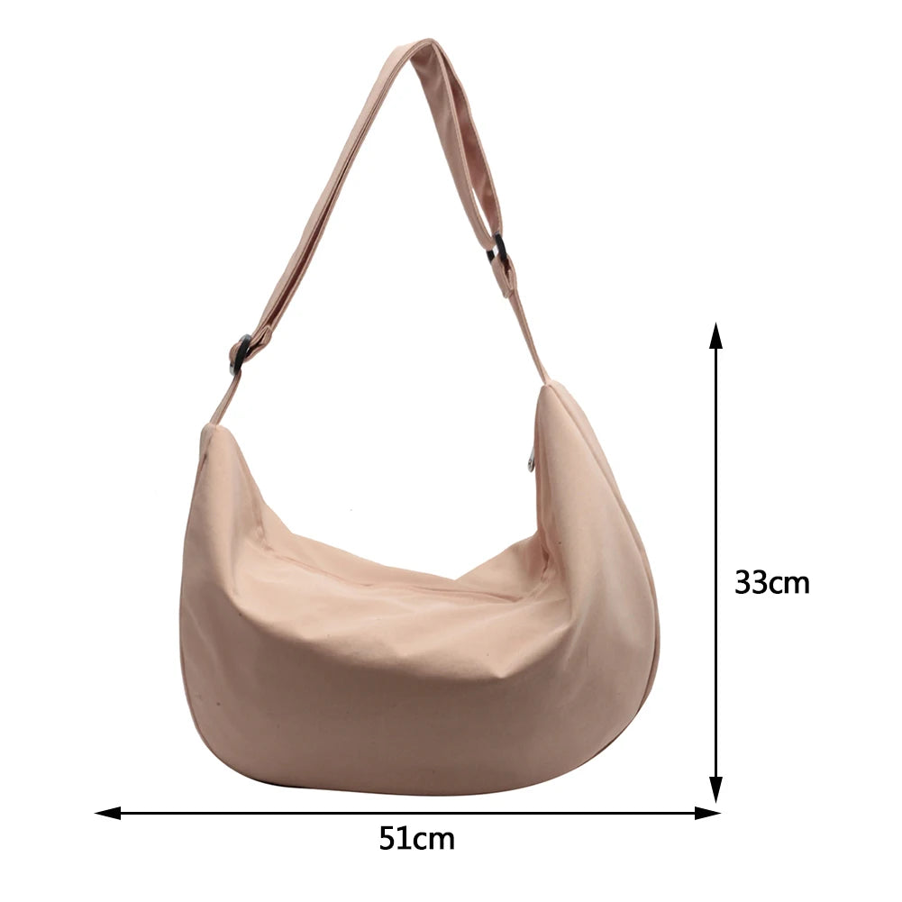 Casual Crossbody Handbag for Women Large Capacity Solid Color Messenger Bag