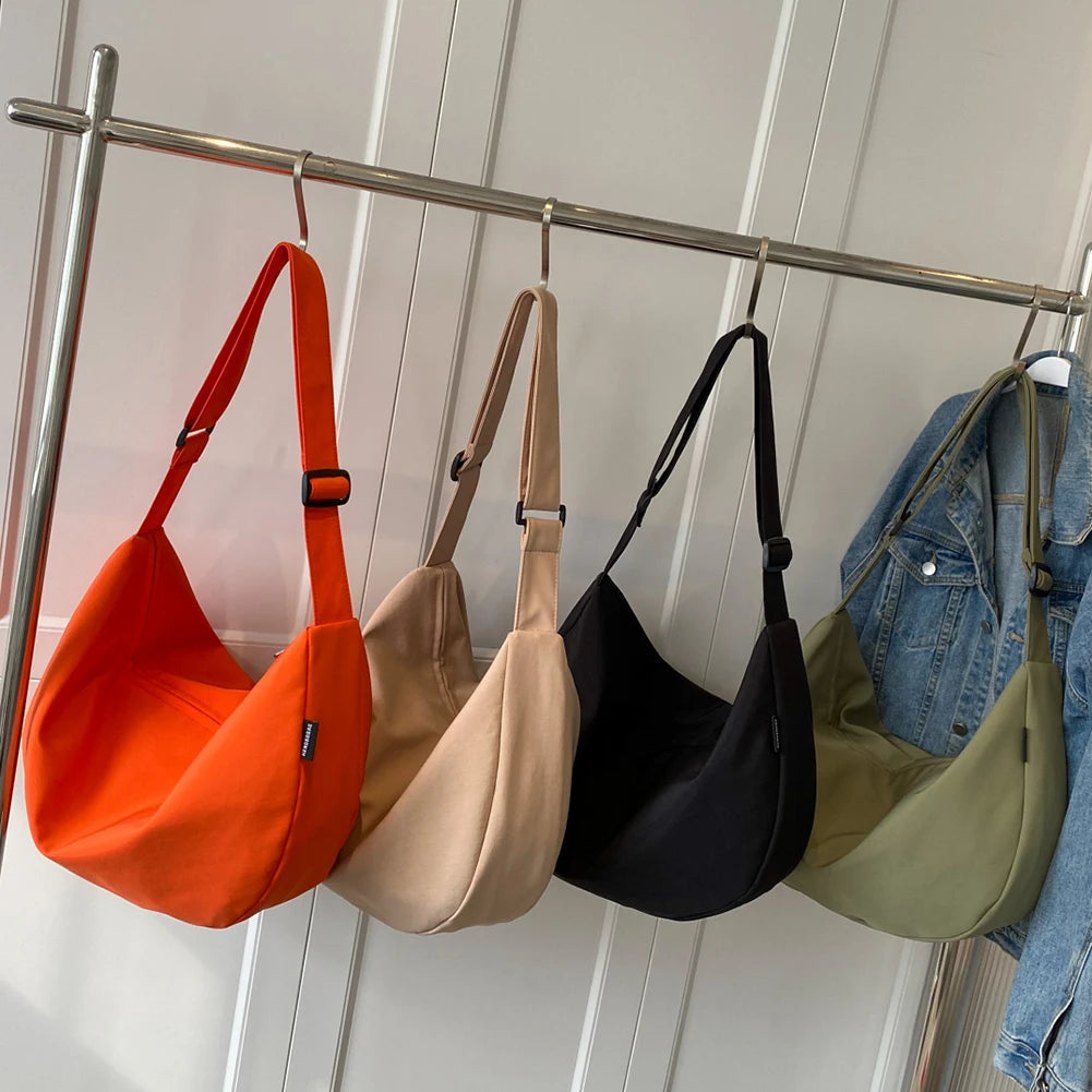 Casual Crossbody Handbag for Women Large Capacity Solid Color Messenger Bag