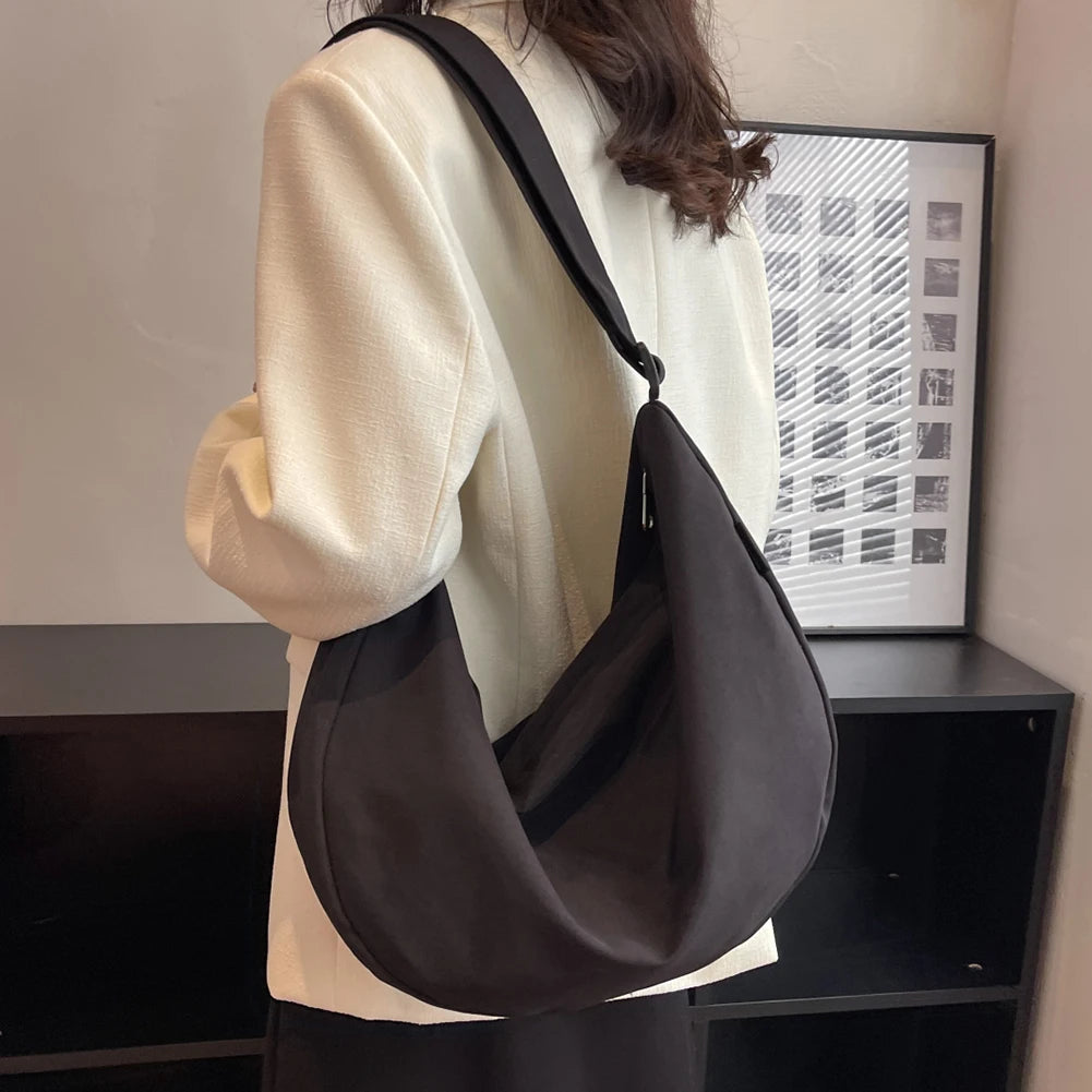 Casual Crossbody Handbag for Women Large Capacity Solid Color Messenger Bag