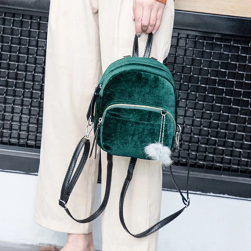 Women Mini Backpack Corduroy Small Crossbody Bag For Girl Striped