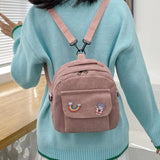 Corduroy Crossbody Backpack Preppy Style Student Small School Shoulder Bag