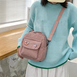 Corduroy Crossbody Backpack Preppy Style Student Small School Shoulder Bag