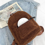 Mini Lamb Wool Backpack Preppy Style Casual Rucksacks