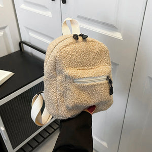 Mini Lamb Wool Backpack Preppy Style Casual Rucksacks